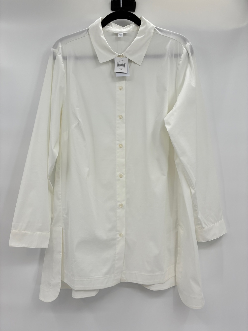 J Jill White Shirt Collection Button Up Tunic Blouse Long Top Size 1X NWT